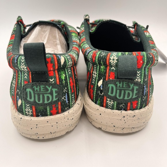 Hey Dude Wally‎ Fishmas Mens Size 10 Christmas Sweater Shoes Loafers Green NEW main image 9